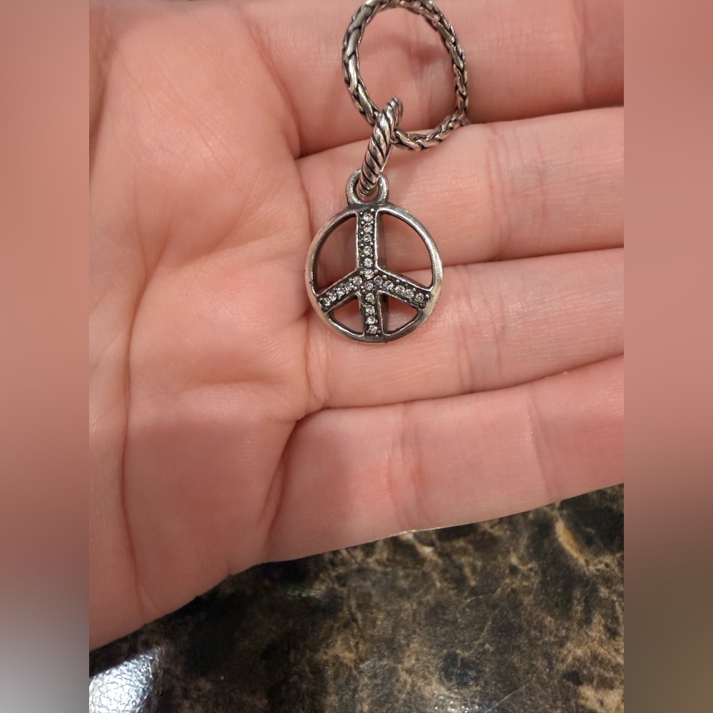 Brighton Peace Sign Crystal Pendant Necklace - Picture 4 of 8